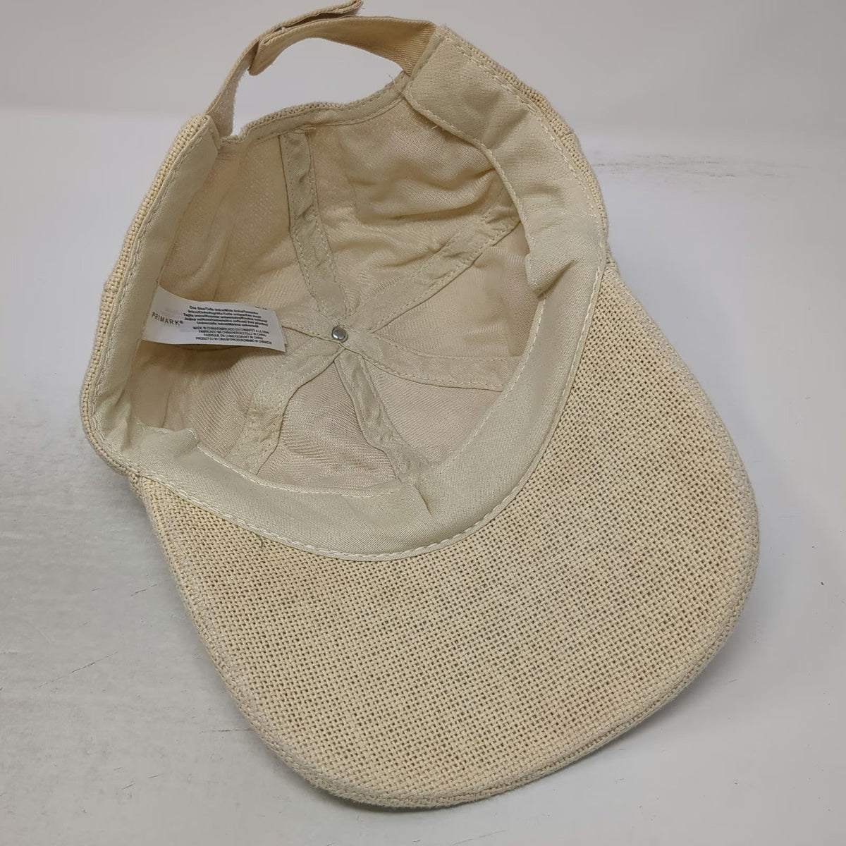 Primark Baseball Cap Beige One Size Adjustable Strapback Textured Woven Hat