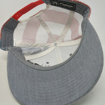 Richardson Trucker Hat Gray One Size USA Flag Stars Schwartz Sturgeon Pond