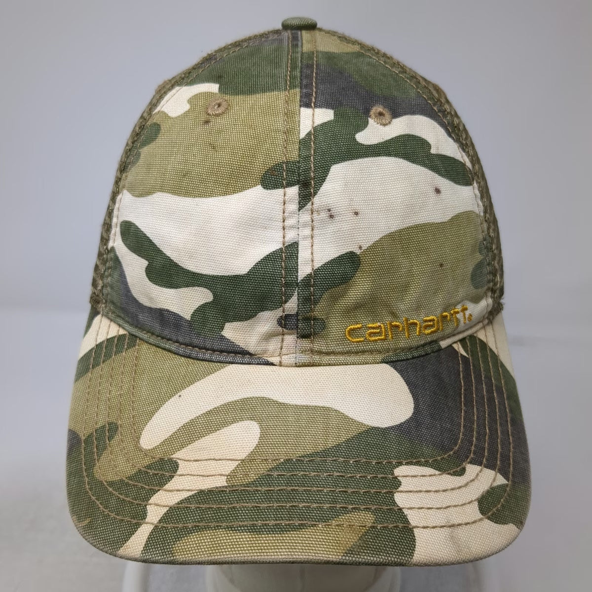 Carhartt Trucker Hat Green One Size Camo Mesh Back Snapback Embroidered Logo