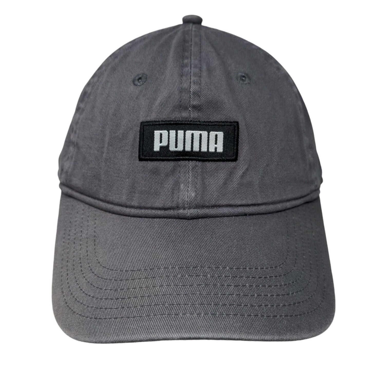 PUMA Patch Slideback Hat Gray One Size Adjustable 6 Panel Vent Holes