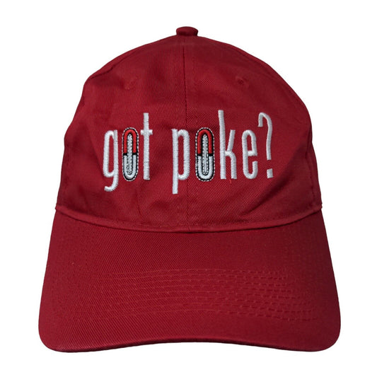 Port & Company Men's Strapback Hat Red Embroidered Got Poke Logo Cotton