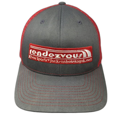 Richardson Trucker Hat Gray Red One Size Rendezvous River Sports Surf Wyoming