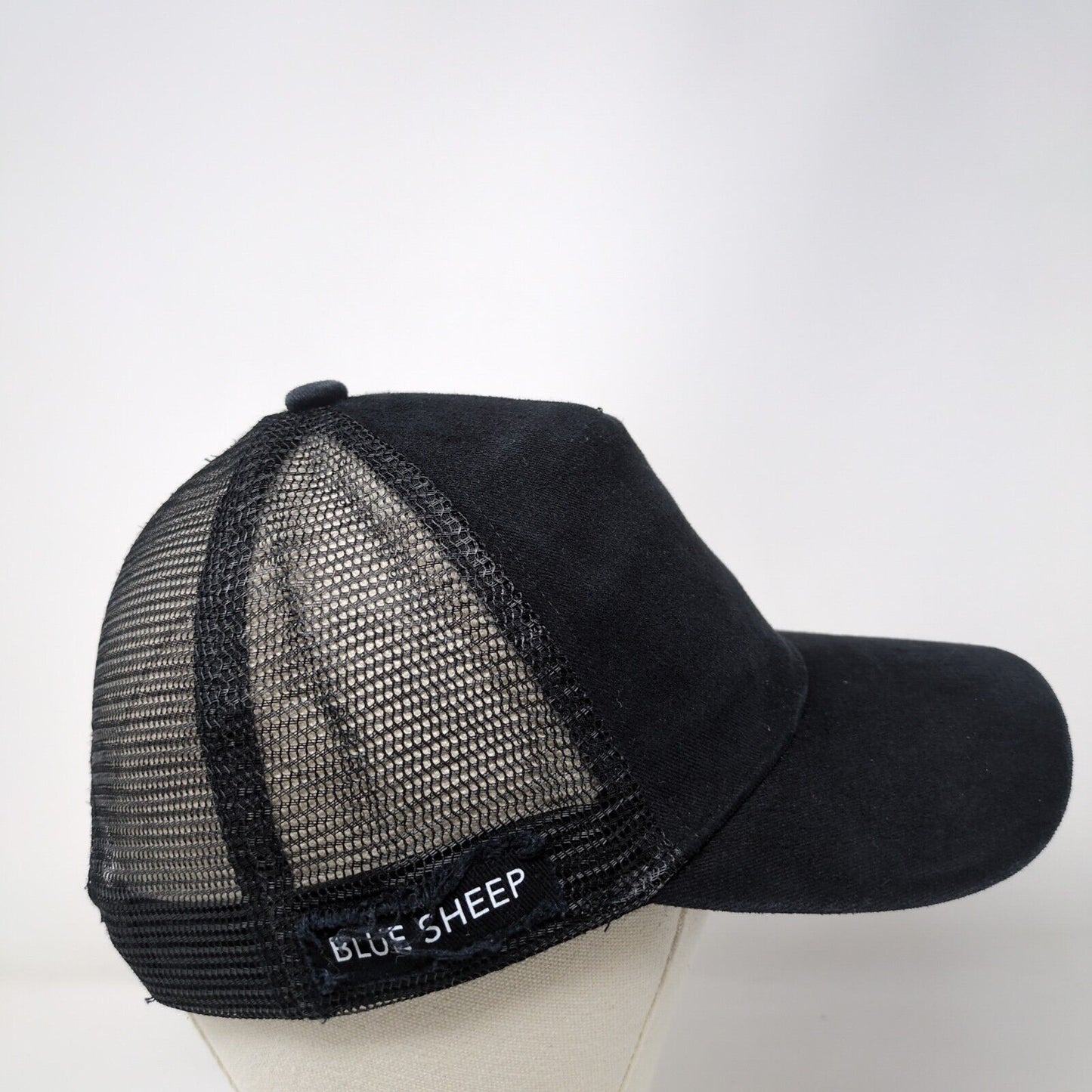 Blue Sheep Snapback Mesh Back Trucker Hat Black One Size Adjustable Solid
