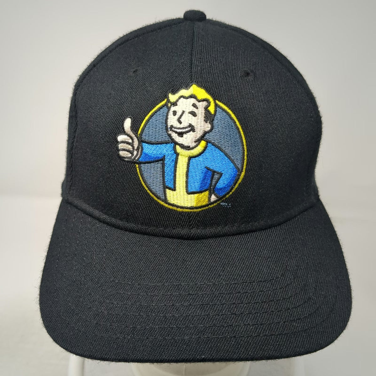 Bethesda Fallout Baseball Cap Black One Size Vault Boy Graphic Stretch Fit Hat