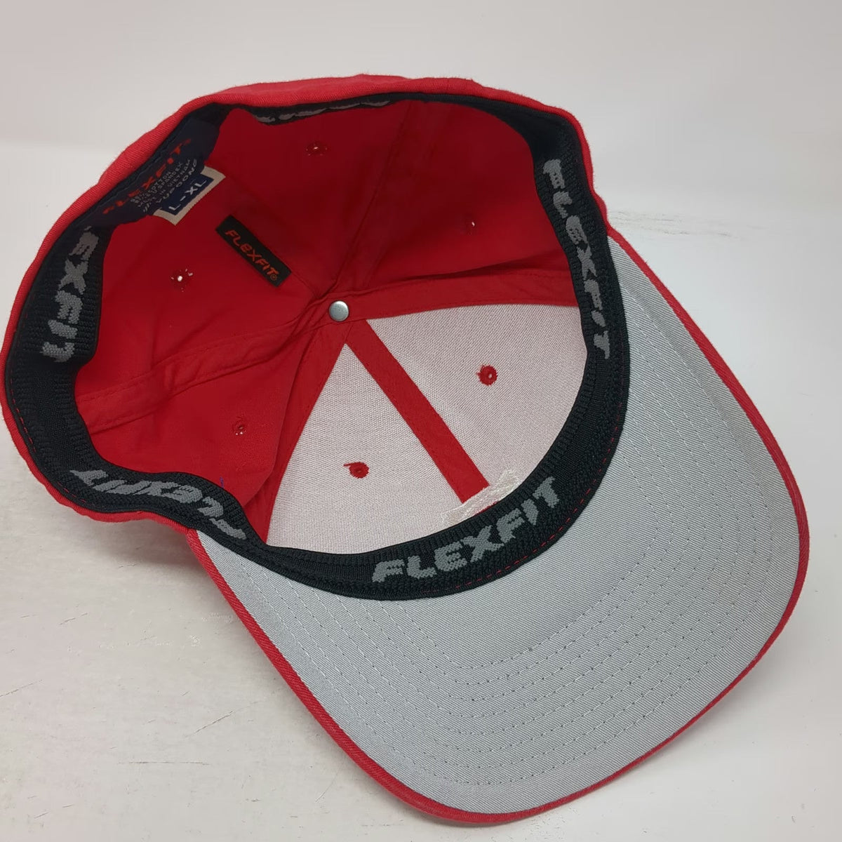 Flexfit Baseball Cap Red XL Consigli Construction Logo US Flag Patch Hat