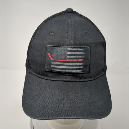 USA Flag Snapback Trucker Hat Black One Size Adjustable Mesh Back Patriotic