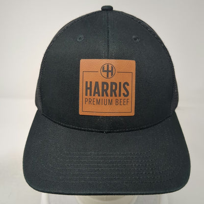 Outdoor Cap Trucker Hat Black OSFM Harris Premium Beef Leather Patch Snapback