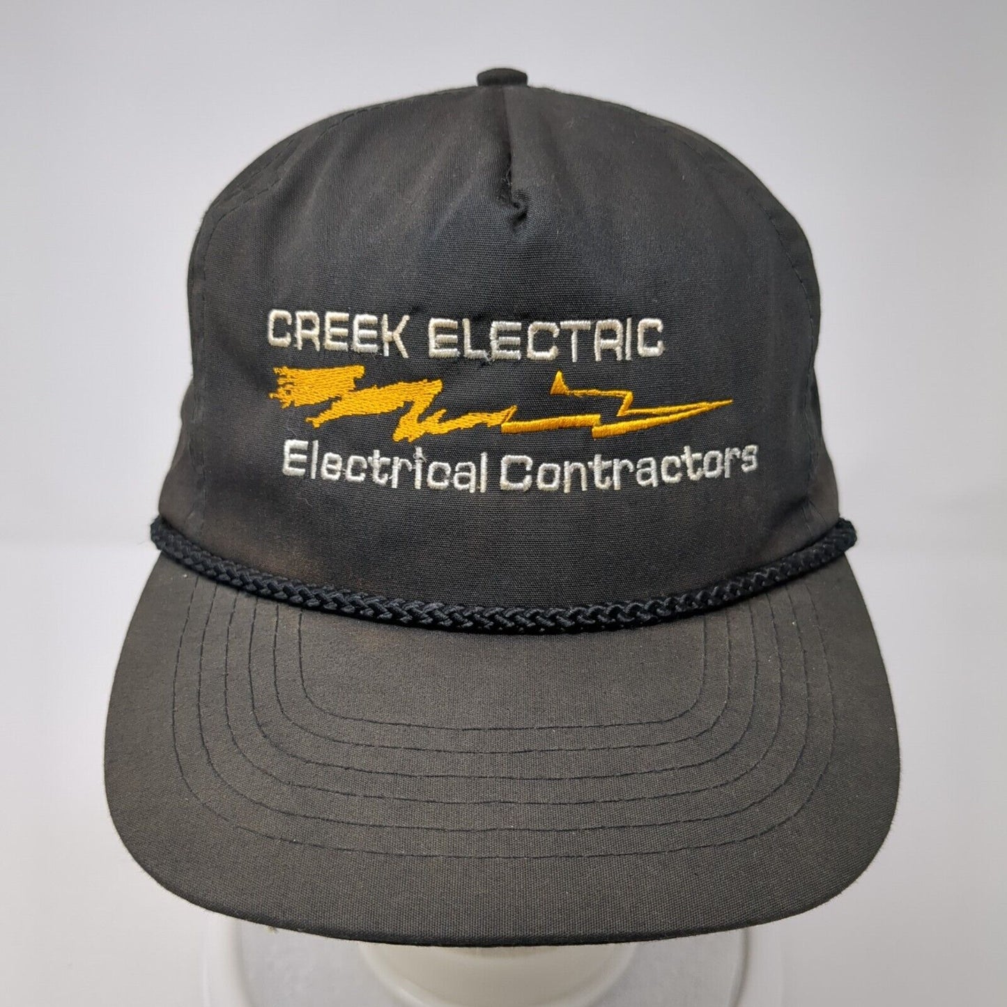 Creek Electric Electrical Contractor Slideback Hat Black OS Adjustable Rope Otto
