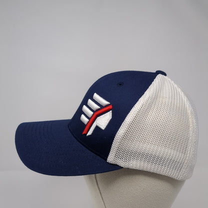 Roll Tribe Fitted Mesh Back Trucker Hat Blue S/M Embroidered Flexfit