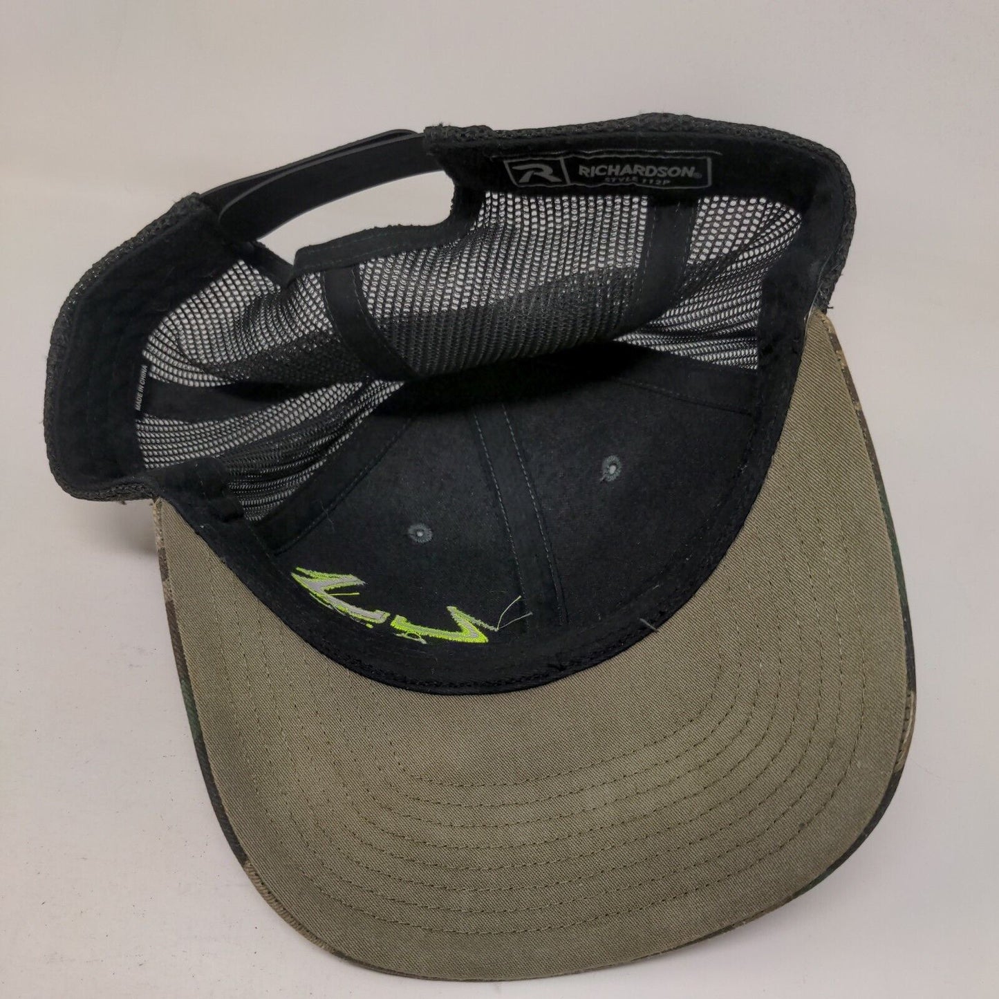 Live Wire Snapback Mesh Back Trucker Hat Camo One Size Embroidered
