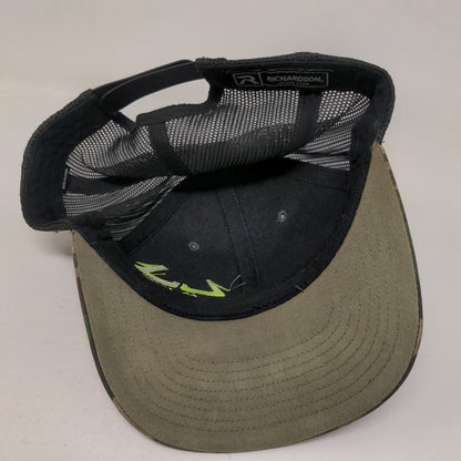 Live Wire Snapback Mesh Back Trucker Hat Camo One Size Embroidered
