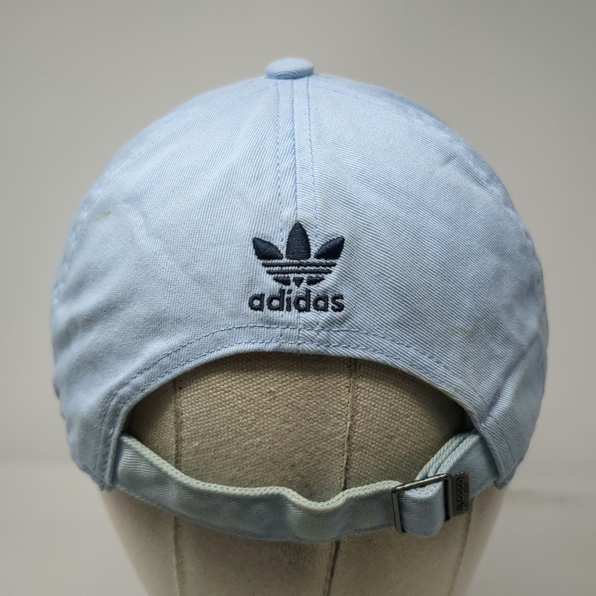 Adidas Baseball Cap Blue One Size Trefoil Embroidered Logo Slideback Cotton Hat