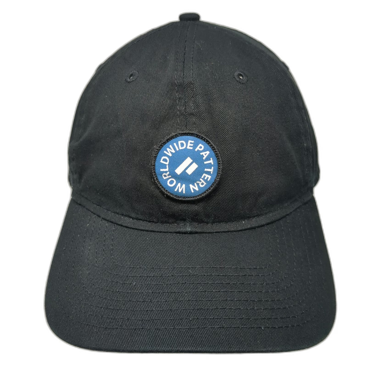 New Era Baseball Cap Black OSFM Worldwide Pattern Patch Slideback Adjustable hat