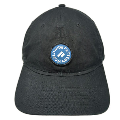 New Era Baseball Cap Black OSFM Worldwide Pattern Patch Slideback Adjustable hat