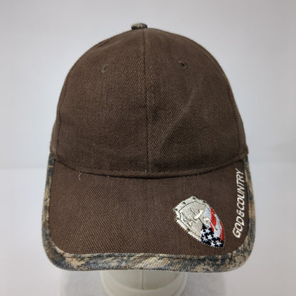 God & Country Strapback Hat Brown OSFA Adjustable Embroidered Freedom Rock Point