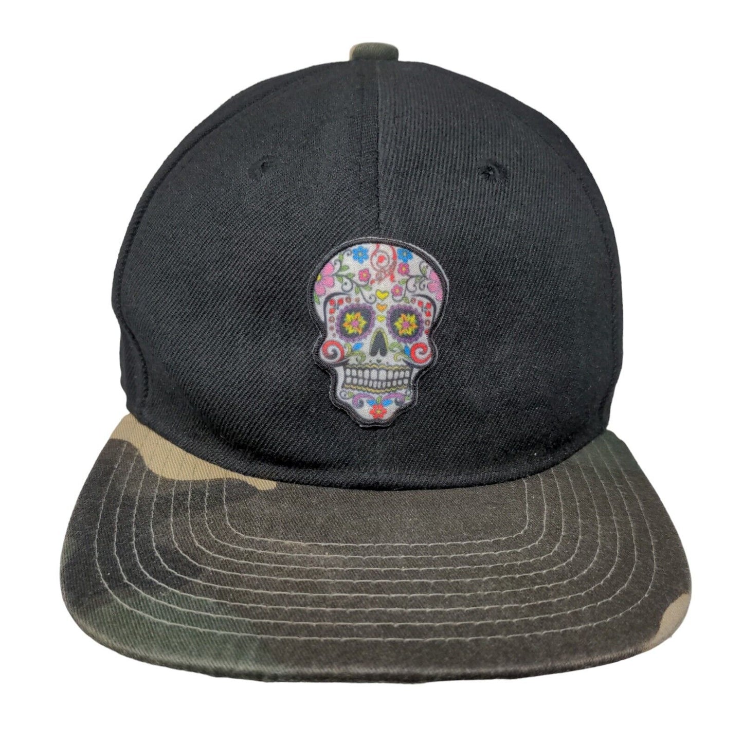 Sugar Skull Snapback Hat Multicolor One Size Adjustable Patch Logo 6 Panel