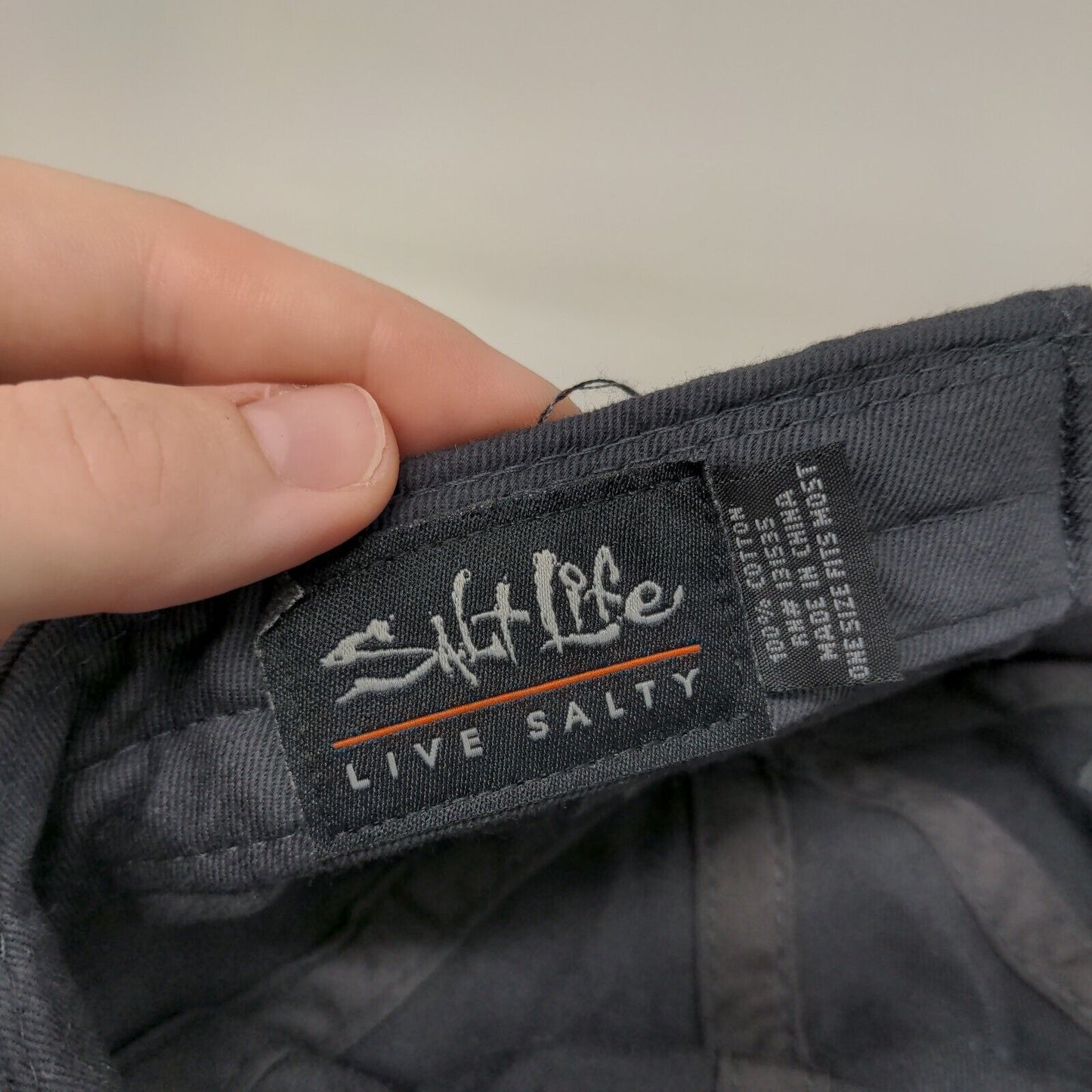 Salt Life Palm Tree Patch Slideback Hat Gray OSFM Adjustable Live Salty