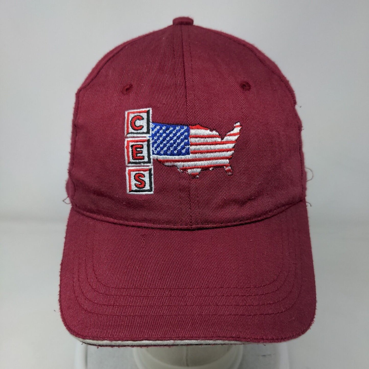 CES American Flag Strapback Hat Red Size 58cm Adjustable Embroidered Patriotic