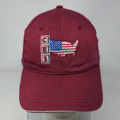 CES American Flag Strapback Hat Red Size 58cm Adjustable Embroidered Patriotic