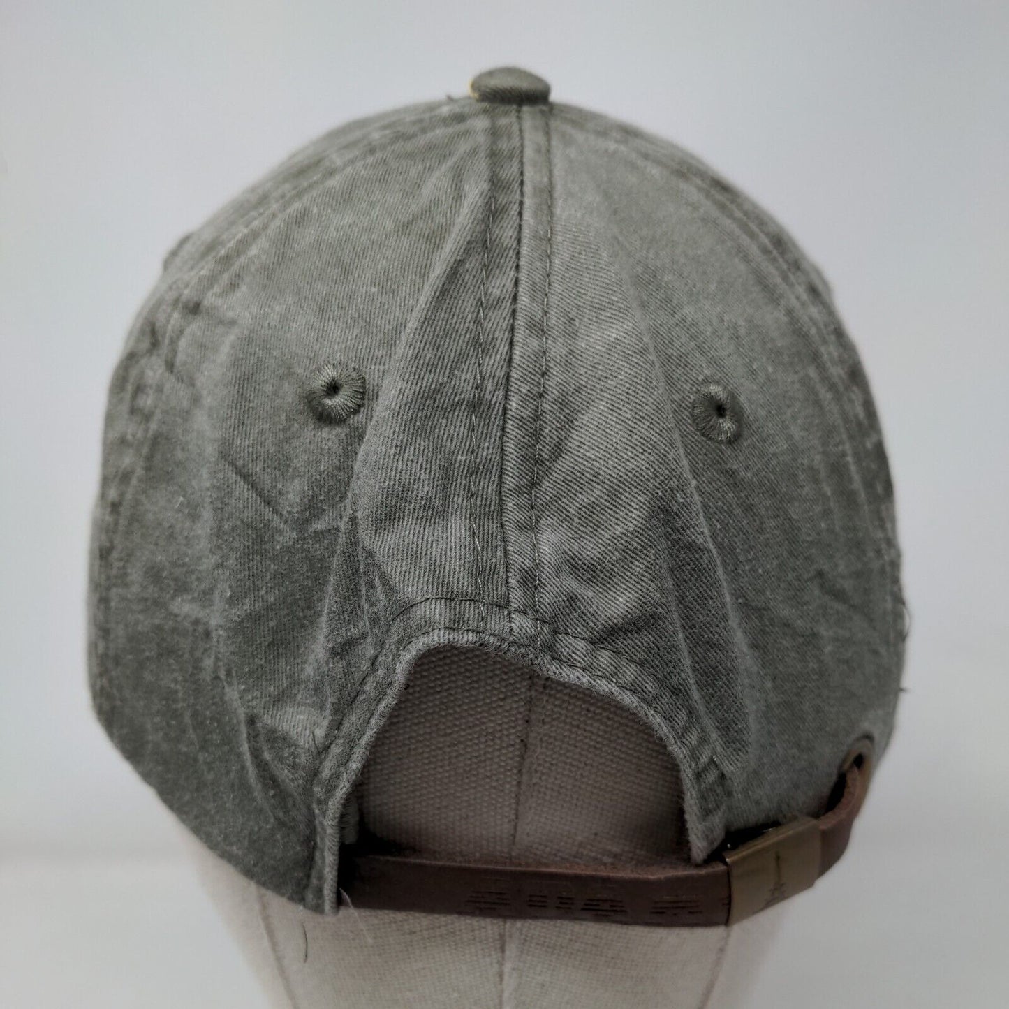 Monogram Slideback Hat Green One Size Embroidered Leather Strap Adams