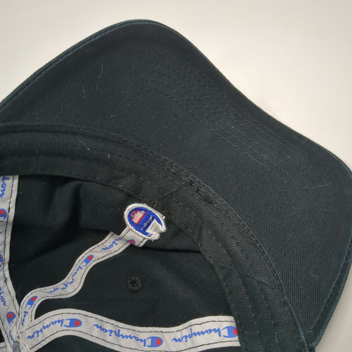 Champion Baseball Cap Black One Size Embroidered Logo Strapback Cotton Hat