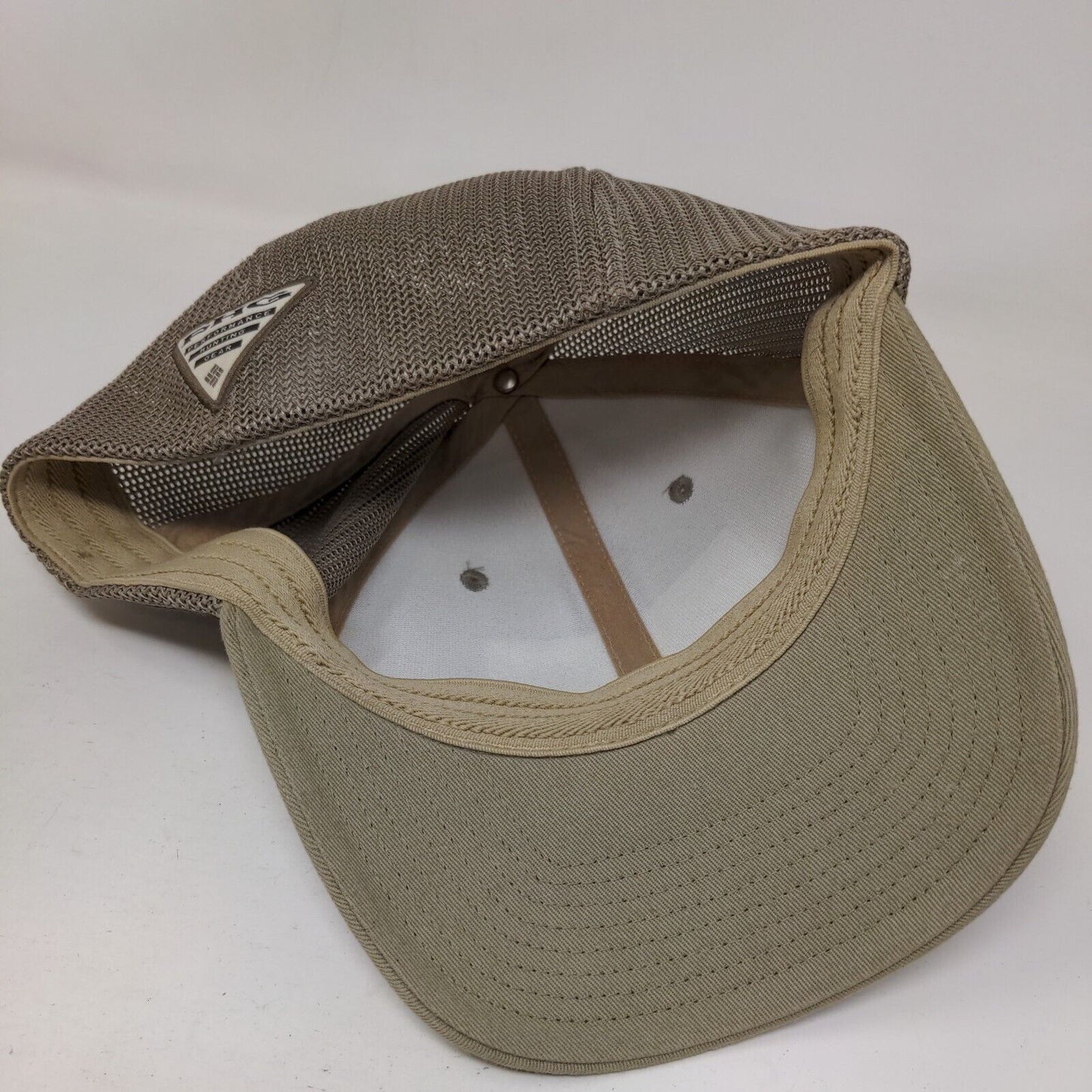 Columbia PHG Game Flag Fitted Mesh Back Trucker Hat Tan S/M 6 Panel