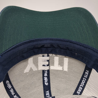 YETI Coolers Snapback Trucker Hat Blue One Size Adjustable Embroidered Mesh Back