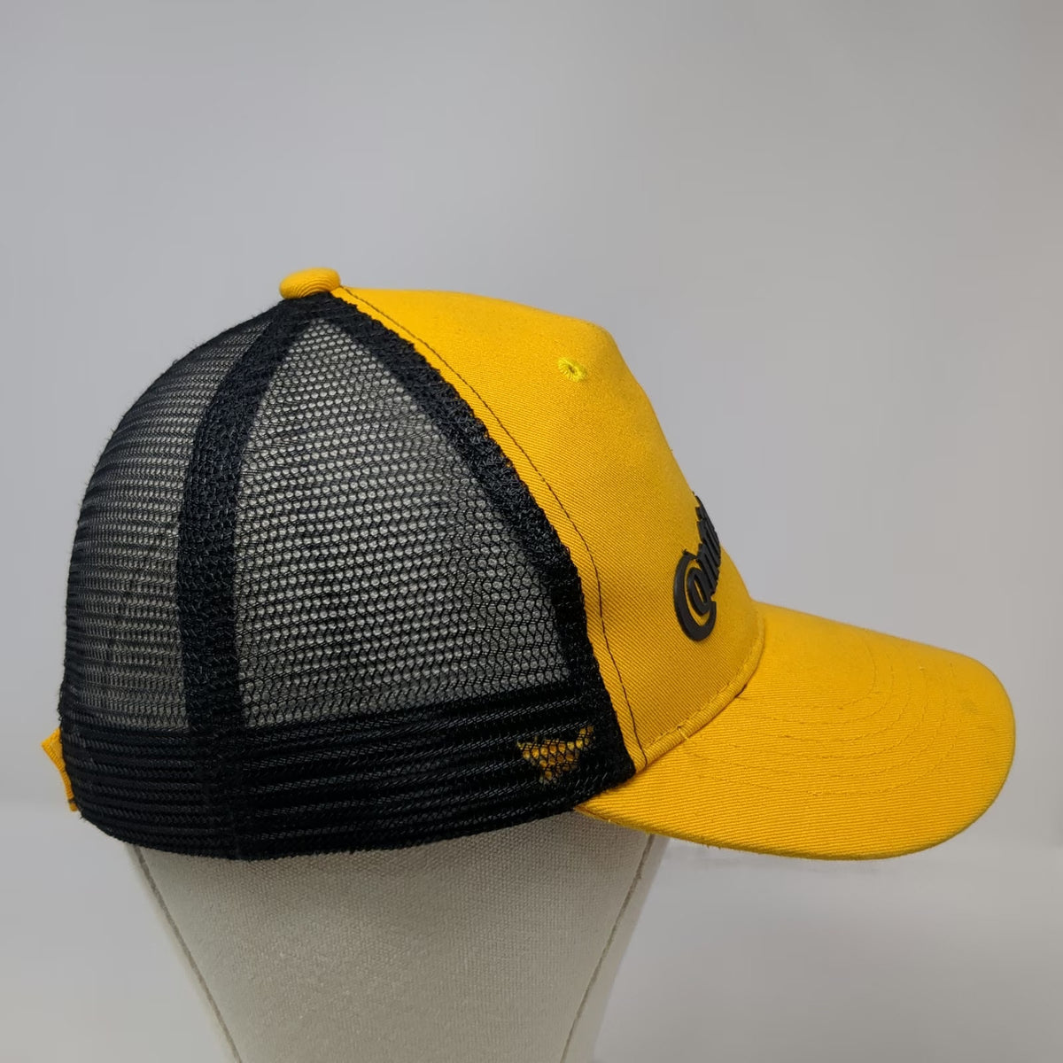 Continental Hat 5 Panel Yellow One Size Mesh Back Strapback Logo Graphic Trucker
