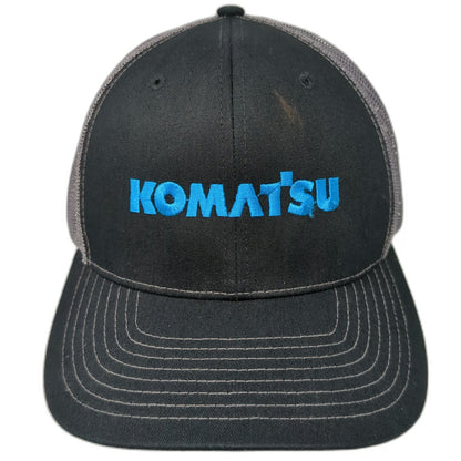 Richardson 112 Trucker Hat Black One Size Komatsu Blue Logo Mesh Back Snapback