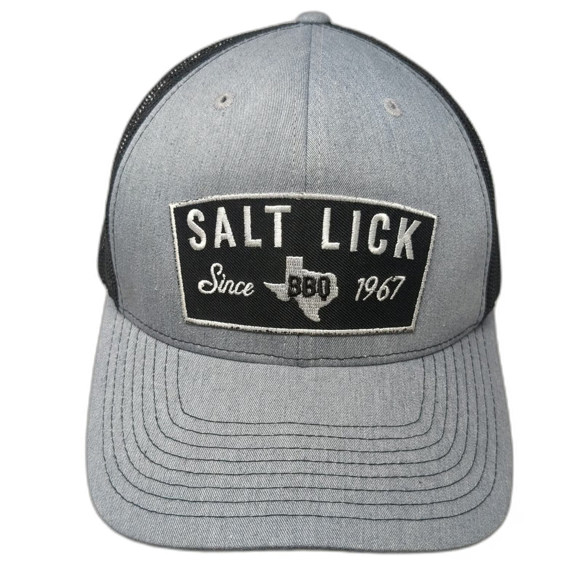 Richardson Trucker Hat Gray One Size Salt Lick BBQ Texas Patch Mesh Snapback