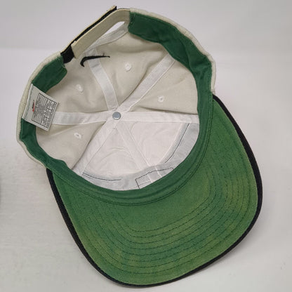 Nike Baseball Cap Hat One Size Beige Brown Golf 18 Patch Strapback Green Brim