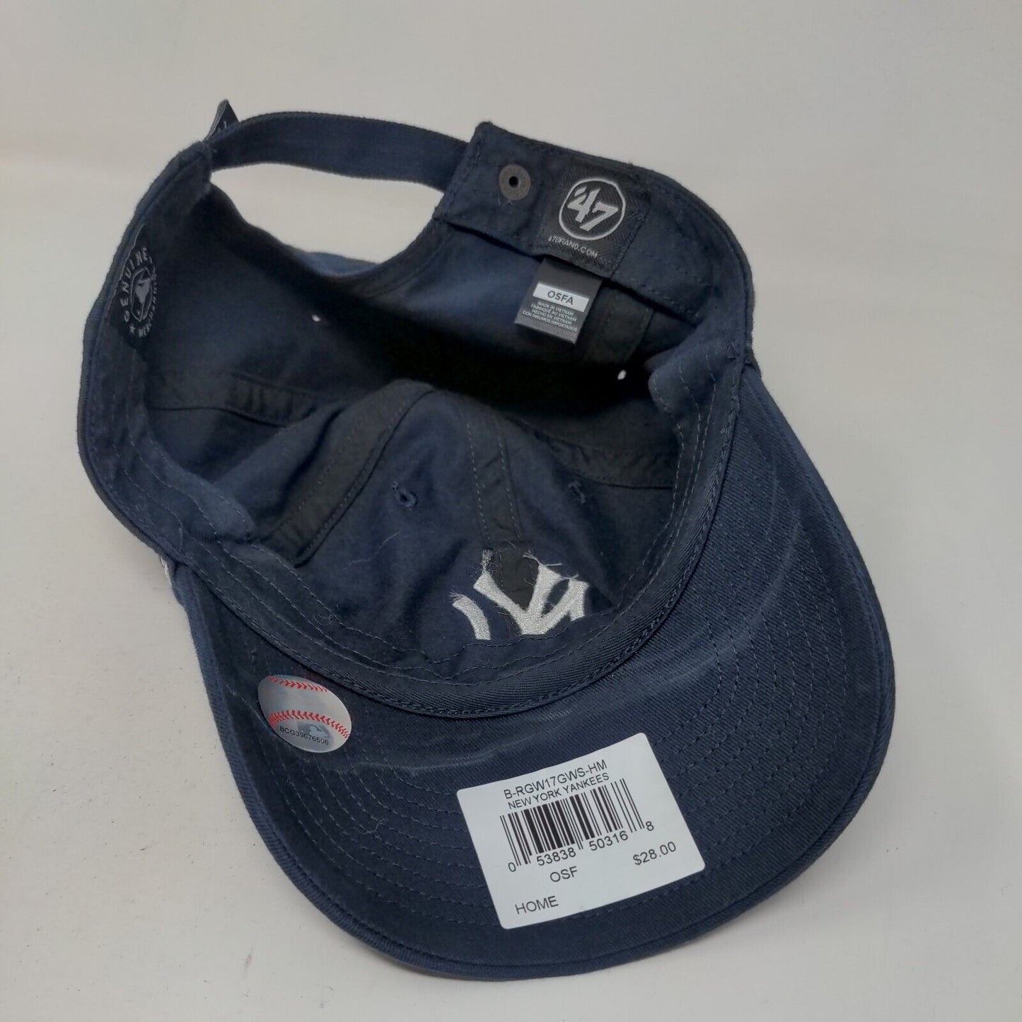 '47 Brand Men's Slideback Hat Blue OSFA Embroidered New York Yankees Logo Cotton