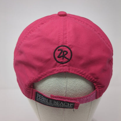 Pebble Beach Strapback Hat Pink 56cm Adjustable Embroidered 6 Panel