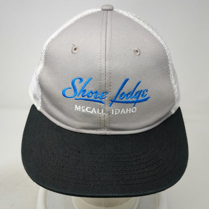 Ouray Shore Lodge McCall Idaho Trucker Hat Gray White Black Mesh OSFM Snapback