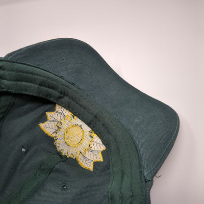 Sunflower Strapback Hat Green One Size Adjustable Embroidered Eco Range Cotton