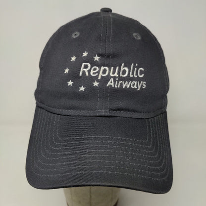 New Era Men's Slideback Hat Gray Size OSFM Embroidered Republic Airways Cotton