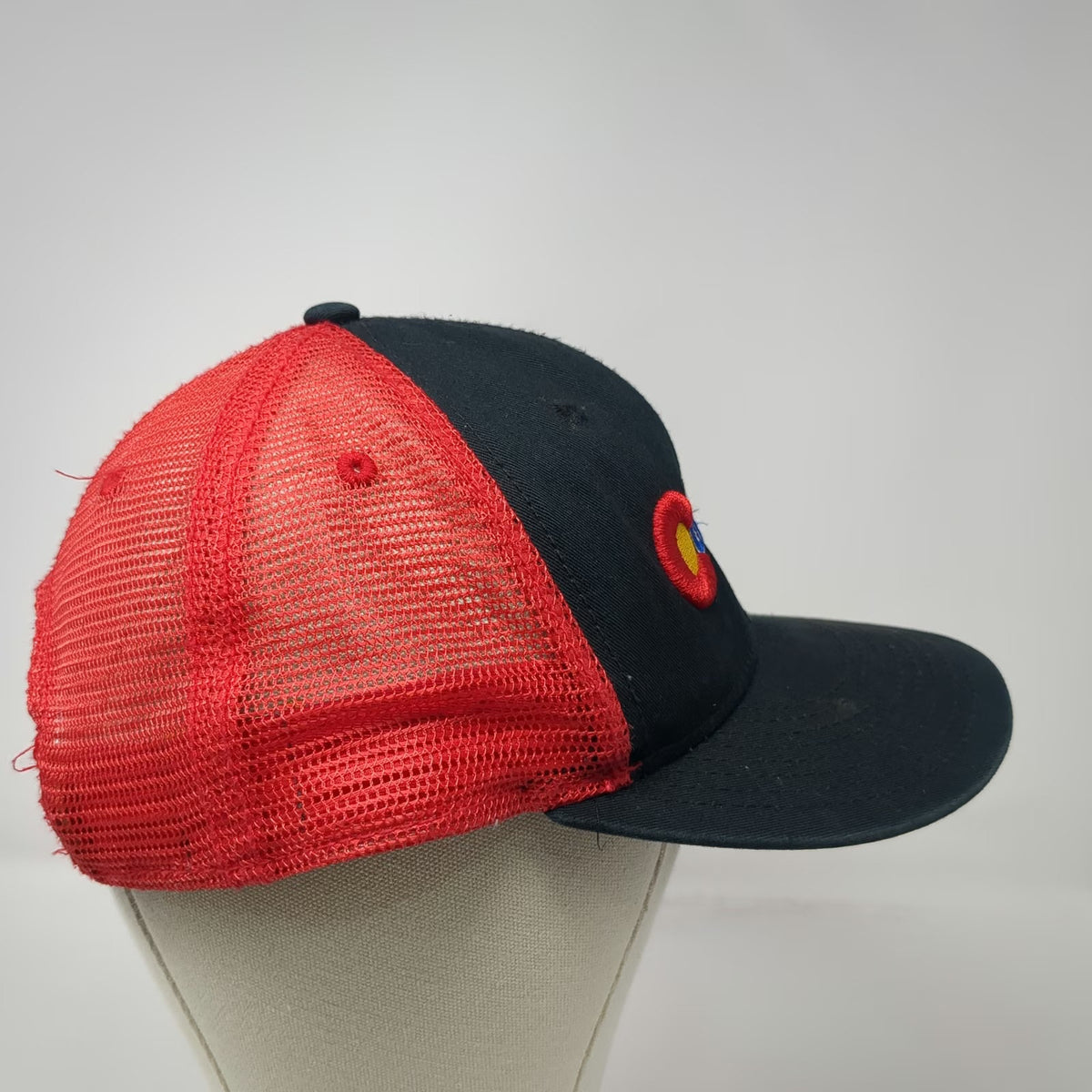 Otto Colorado Mountain State Flag Logo Black Red Snapback Trucker Hat One Size