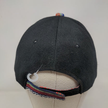 Panama Strapback Hat Multi One Size Embroidered Striped Adjustable