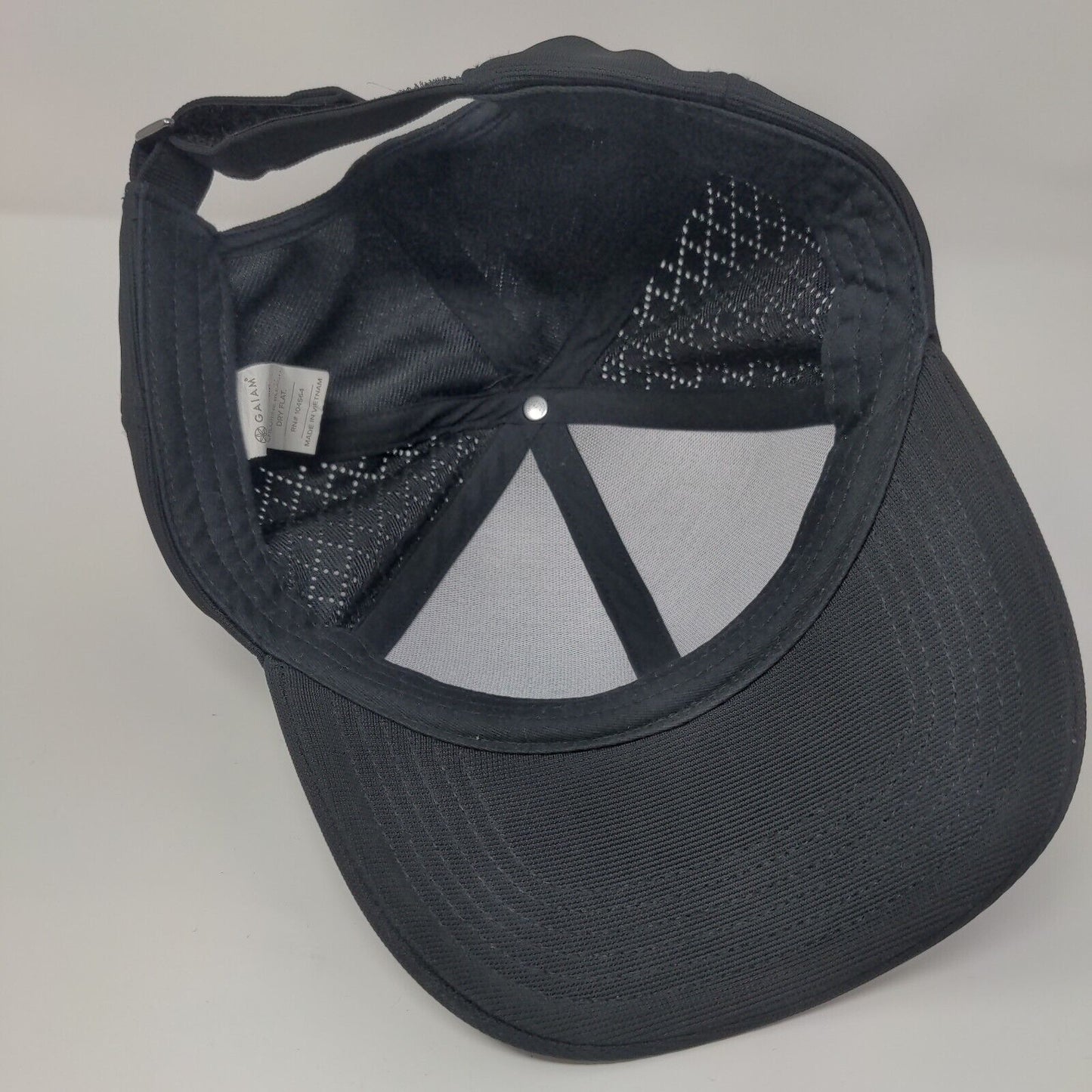 GAIAM Strapback Hat Black OSFA Adjustable Breathable Emblem Blank Polyester