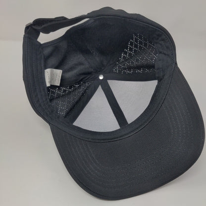 GAIAM Strapback Hat Black OSFA Adjustable Breathable Emblem Blank Polyester