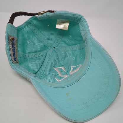 Delta Zeta Slideback Hat Blue One Size Adjustable Leather Strap Adams
