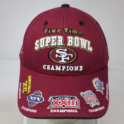 San Francisco 49ers NFL Reebok Red One Size Super Bowl Multi Logo Champions Cap