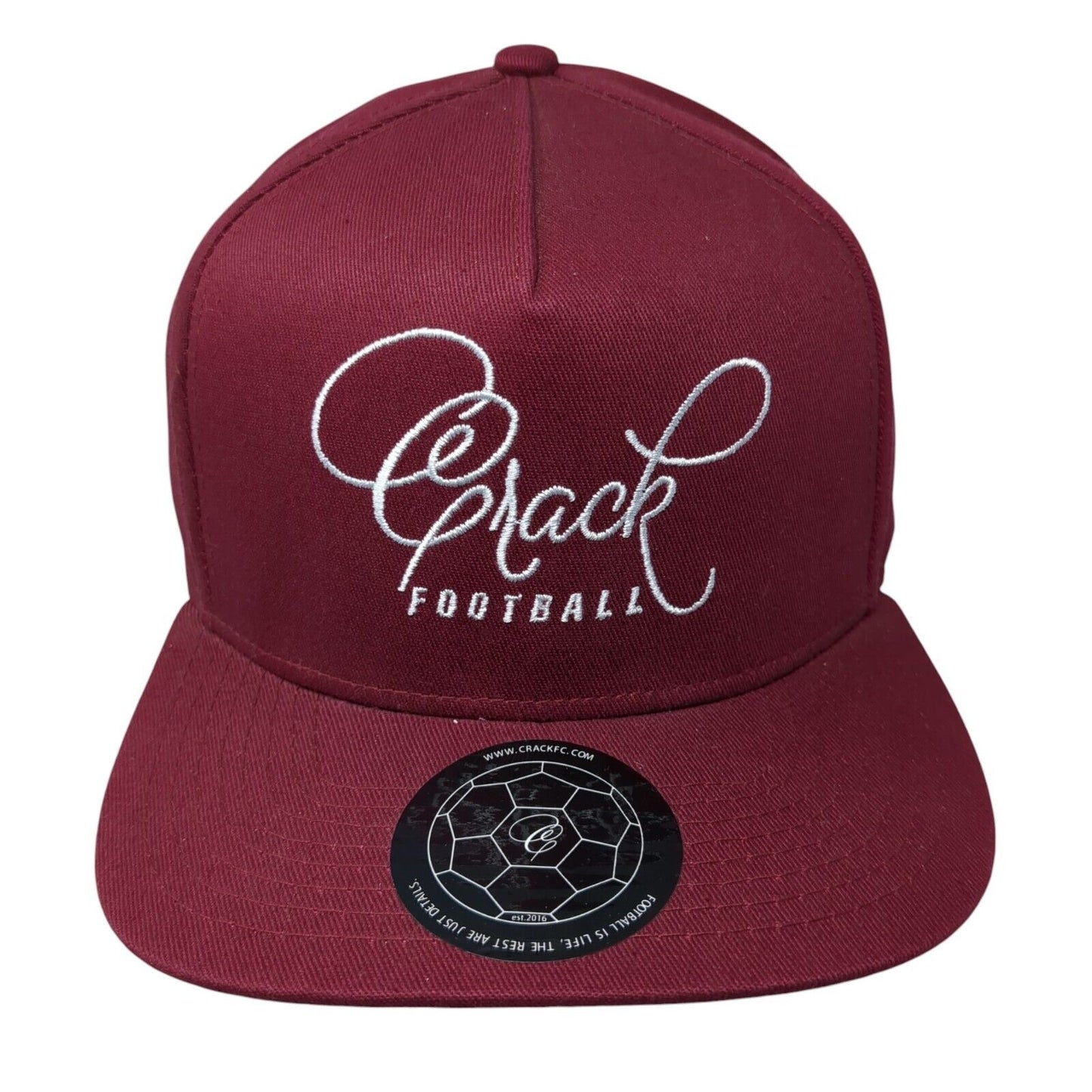 Crack Football Snapback Hat Red OSFA Solid Adjustable Embroidered