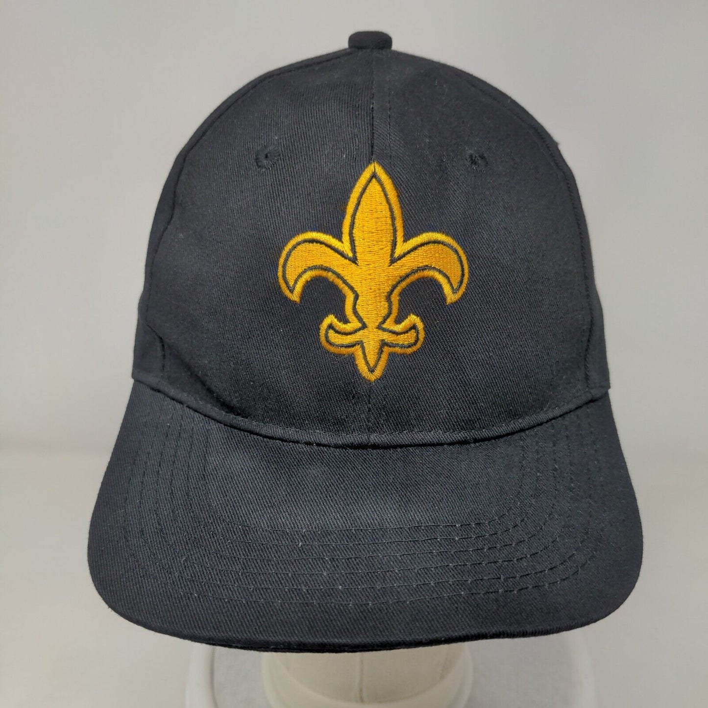Fleur De Lis Strapback Hat Black One Size Embroidered 6 Panel