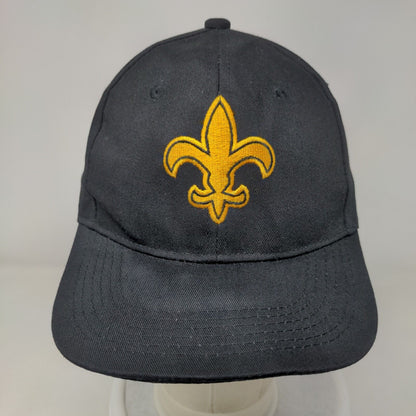Fleur De Lis Strapback Hat Black One Size Embroidered 6 Panel