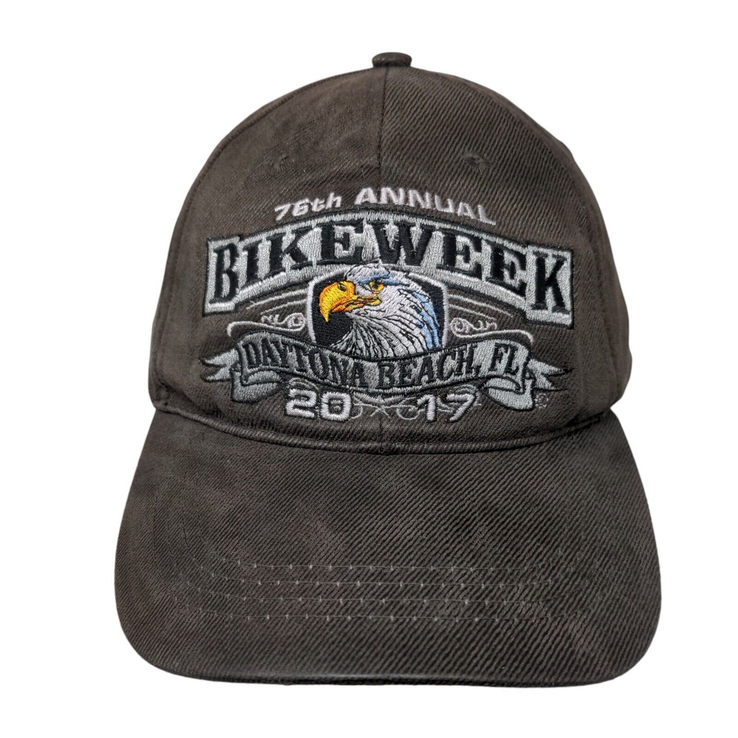 76th Annual Bike Week 2017 Daytona Strapback Hat Brown OSFA Embroidered