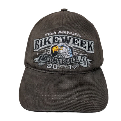 76th Annual Bike Week 2017 Daytona Strapback Hat Brown OSFA Embroidered