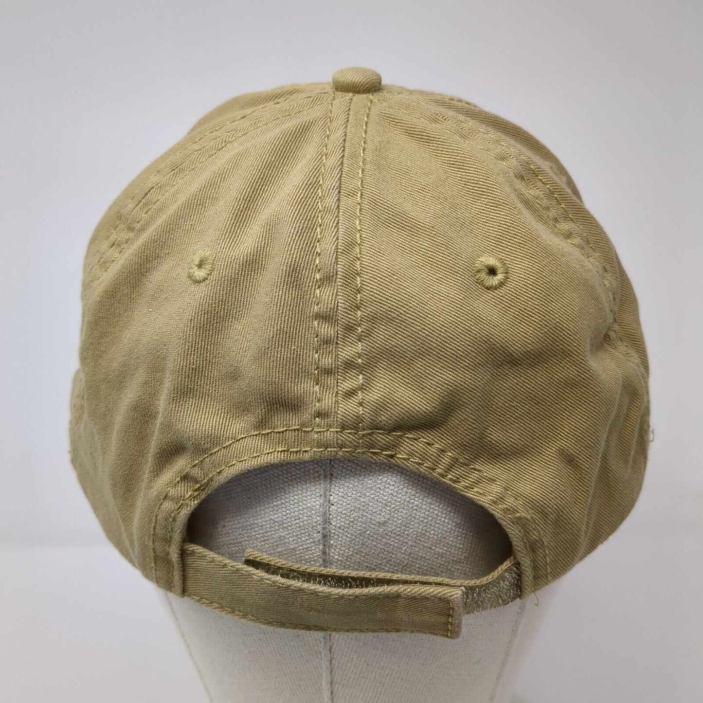NJASAP SU Strapback Hat Tan One Size Adjustable Embroidered 6 Panel Cotton