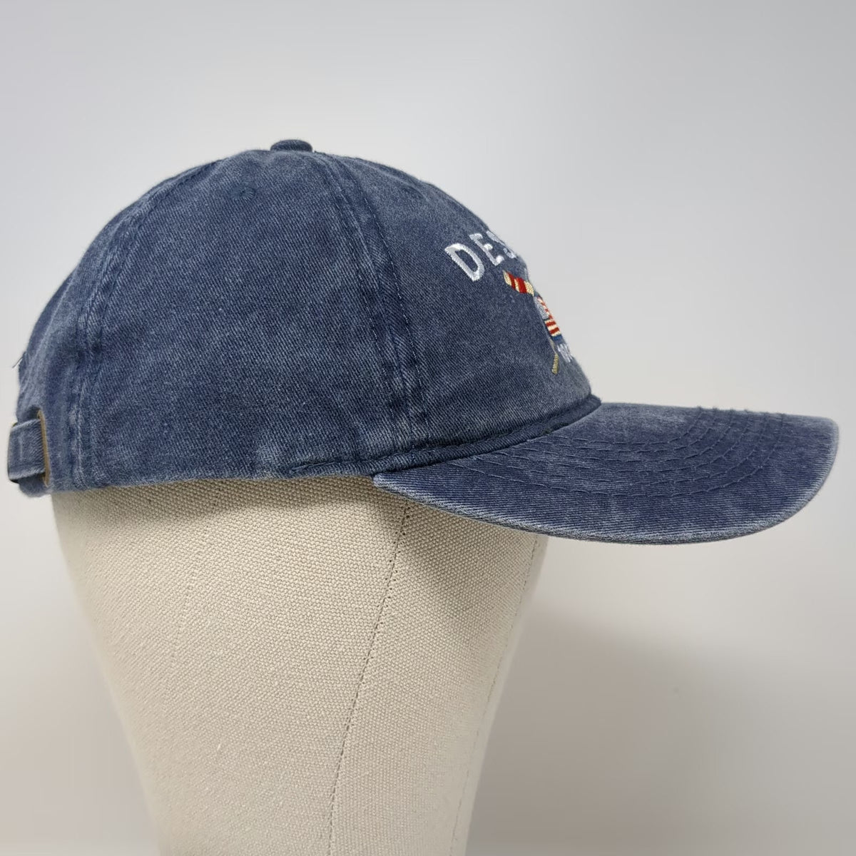 Alvin's Island Destin FL Blue Baseball Cap One Size Hat American Flag Oars 1984