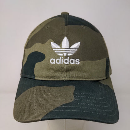 Adidas Men's Slideback Hat Green Camo Size OSFM Embroidered Trefoil Logo